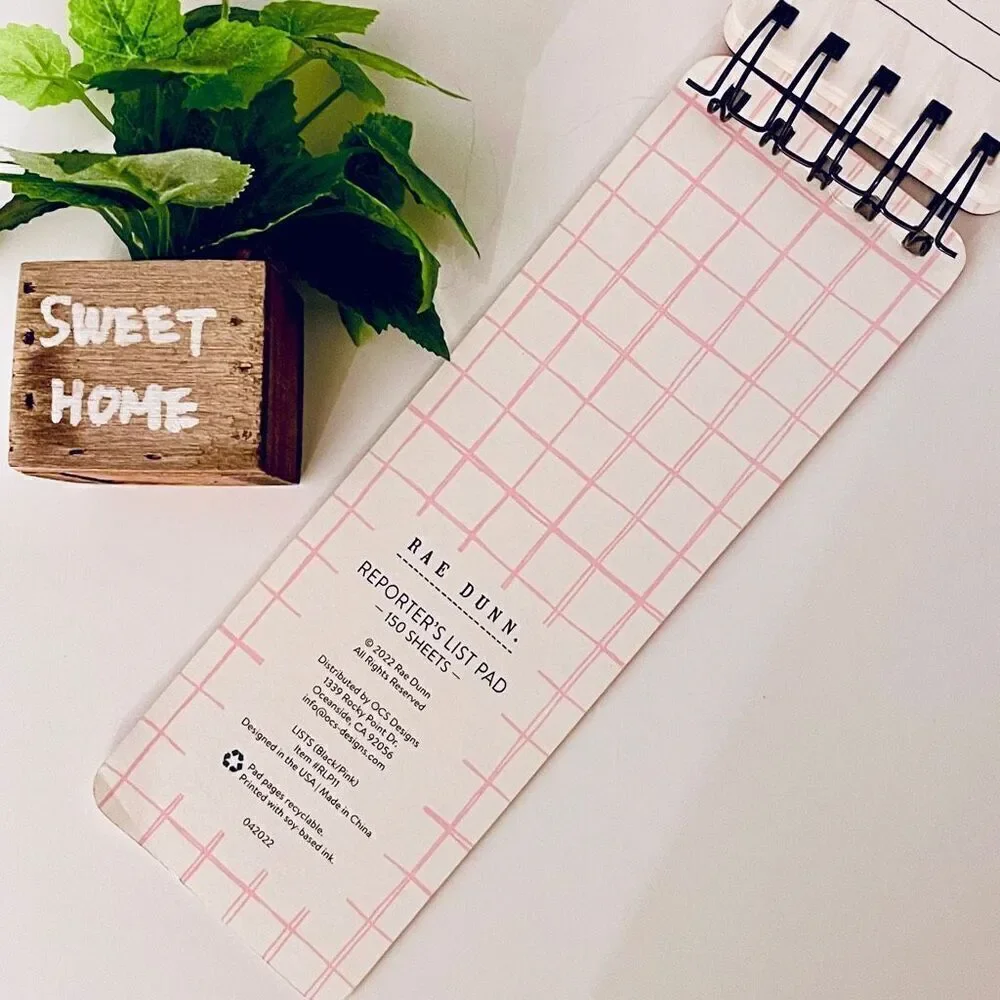 NWT Rae Dun Pink Groceries Reporter List 150 lined sheets Hardcover Notebook Pad